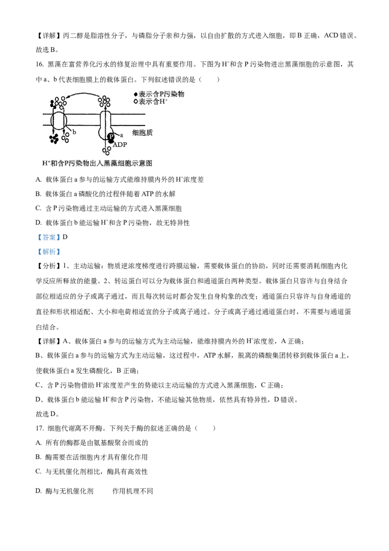 四川省绵阳市高中2024-2025学年高一上学期期末教学质量测试生物学试题Word版含解析_2025年03月试卷_0312四川省绵阳市2024-2025学年高一上学期1月期末考试