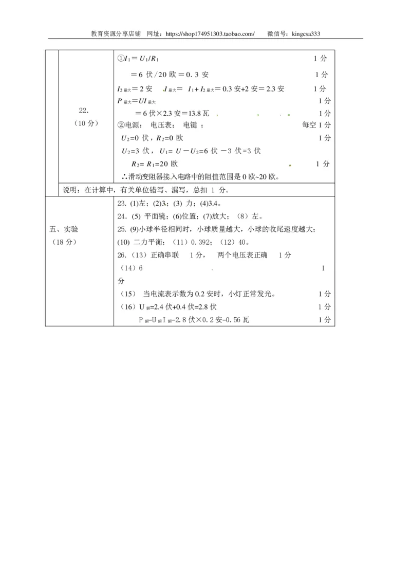上海市松江区2015届九年级4月质量调研（二模）物理试题及答案（PDF版）_0122026上海中考一模二模真题试卷_2025-2012年_4.上海中考物理一模二模（14-24）_二模_赠PDF版