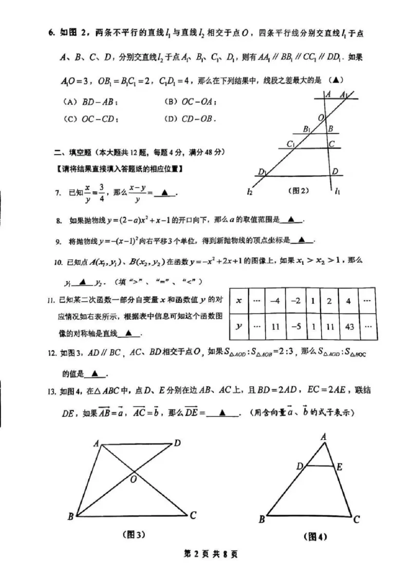 2025嘉定区初三一模数学试卷_0122026上海中考一模二模真题试卷_2025-2012年_6.2025年上海一模_分科目整理（试卷及答案）英语听力音频在这里_数学