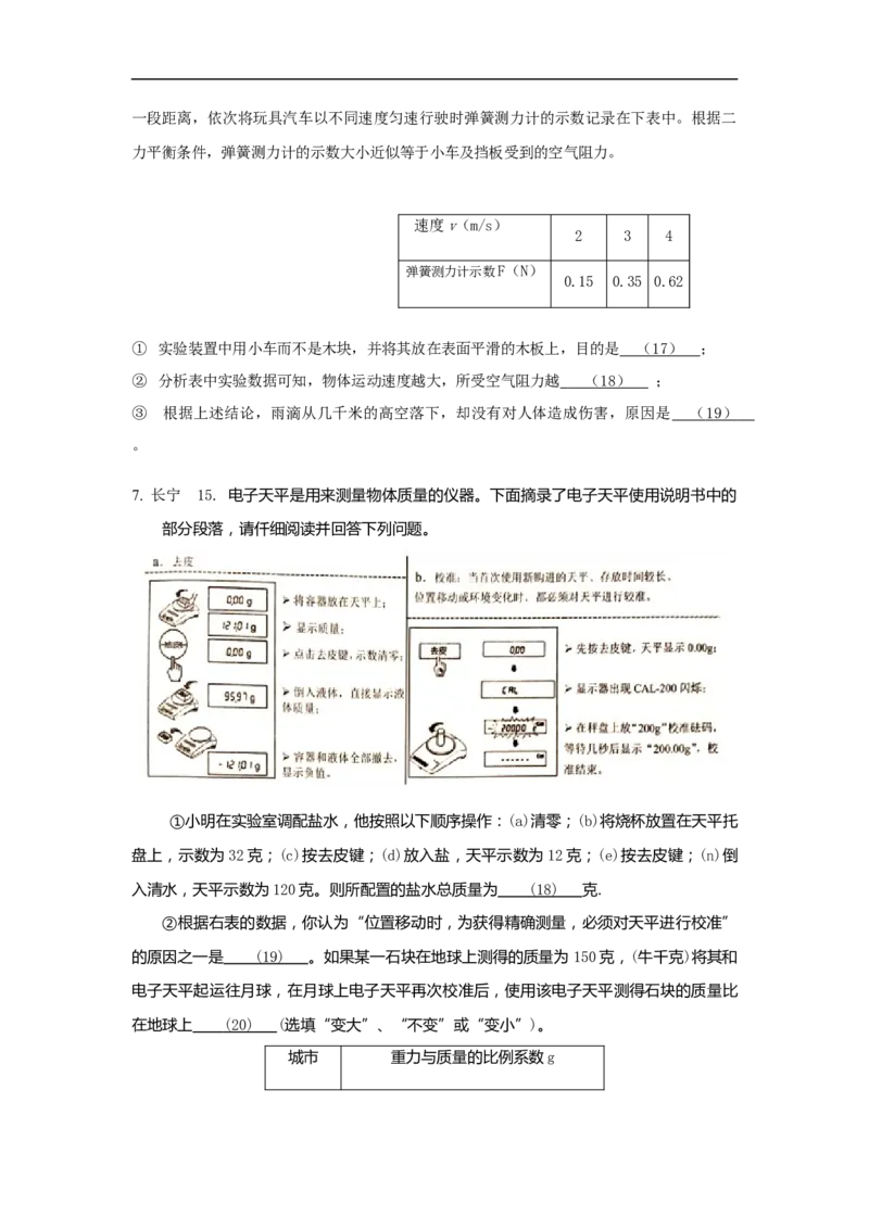 2019物理二模15题分类汇编_0122026上海中考一模二模真题试卷_2025-2012年_4.上海中考物理一模二模（14-24）_二模_2019年上海市中考物理二模试卷（16份）