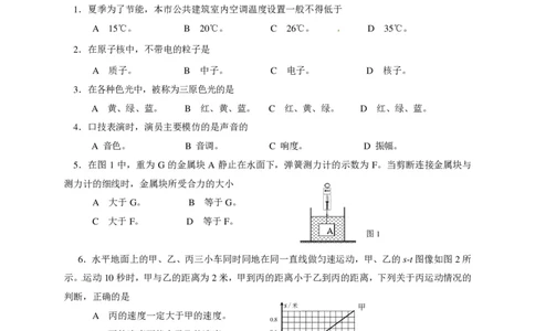 上海市金山区2015届九年级4月质量调研（二模）物理试题及答案（PDF解析版）_0122026上海中考一模二模真题试卷_2025-2012年_4.上海中考物理一模二模（14-24）_二模_赠PDF版