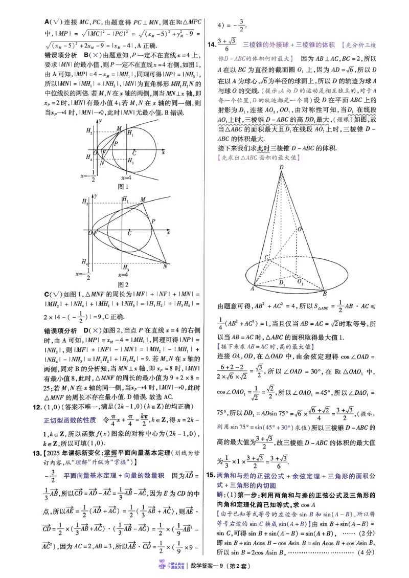 2026数学金考卷特快专递第6期《一模精选卷》答案册_第六期语数英_2026数学金考卷特快专递第6期《一模精选卷》