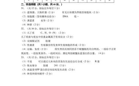 四川省成都市第七中学2025~2026学年度上期高2028届10月阶段性检测生物答案_2025年10月高一试卷_251018四川省成都市第七中学2025~2026学年度上期高一10月阶段性检测（全）