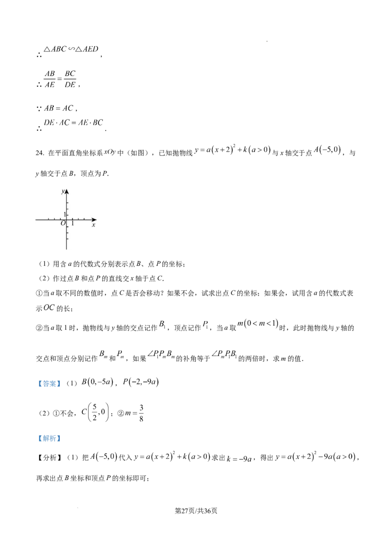 2026上海普陀初三一模数学试题（解析版）_0122026上海中考一模二模真题试卷_2026年上海一模_上海1500初中高中试卷_普陀区