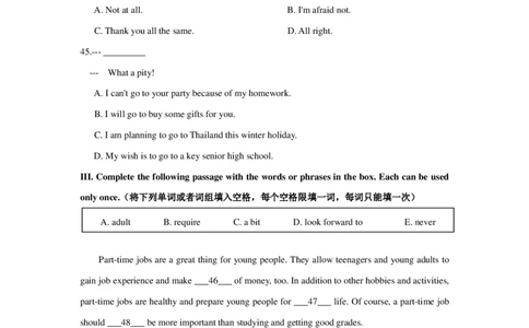上海市金山区2019届九年级上学期期末（一模）质量监控英语试题（PDF版）_0122026上海中考一模二模真题试卷_2025-2012年_3.上海中考英语一模二模（12-24）_一模_PDF版