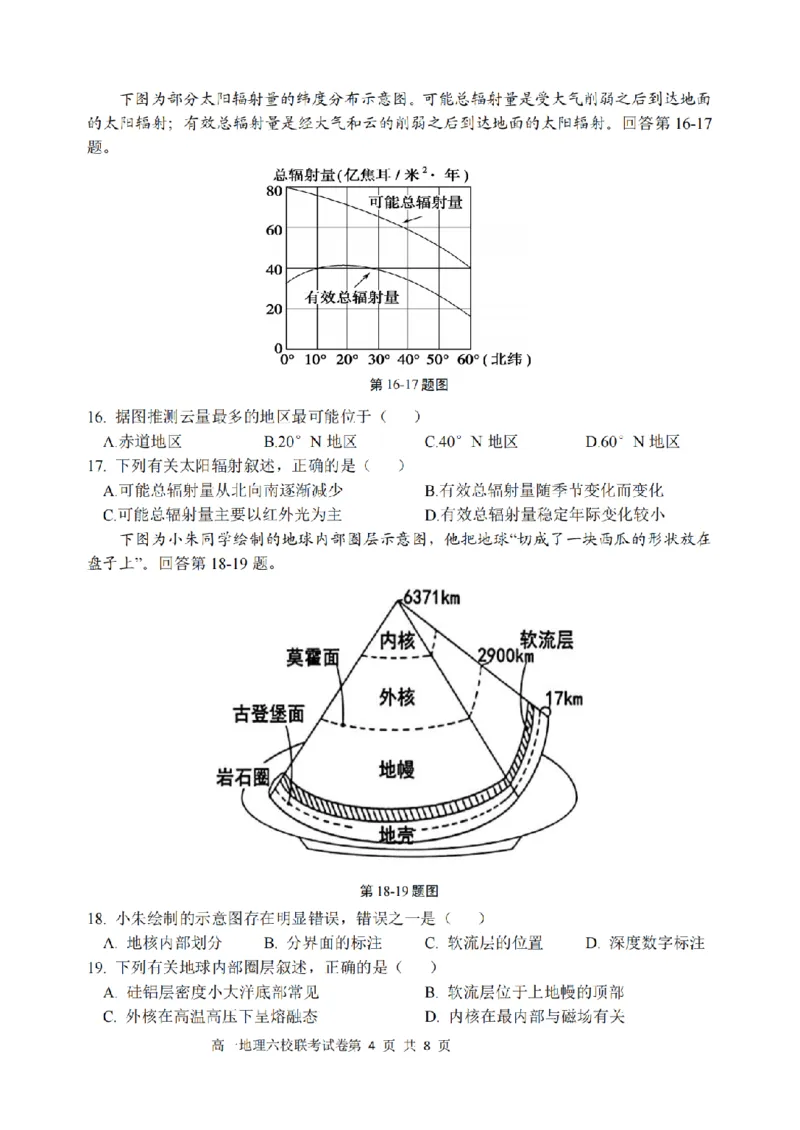 地理卷-2510高一浙江六校_2025年10月高一试卷_251013浙江省六校联盟2025-2026学年高一上学期10月月考_浙江省六校联盟2025-2026学年高一上学期10月月考地理试题（含答案）