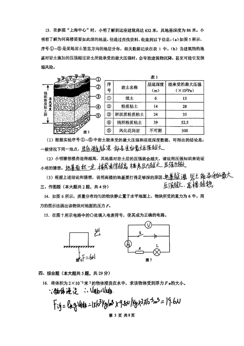 2025长宁区初三一模物理参考答案_0122026上海中考一模二模真题试卷_2025-2012年_6.2025年上海一模_答案2025上海初三一模（部分道法答案更新中）_长宁（语数英+物化跨学科）