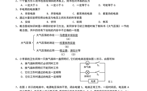 上海市崇明区2015届九年级上学期期末(一模）质量调研物理试题及答案（PDF解析版）_0122026上海中考一模二模真题试卷_2025-2012年_4.上海中考物理一模二模（14-24）_一模_赠PDF版