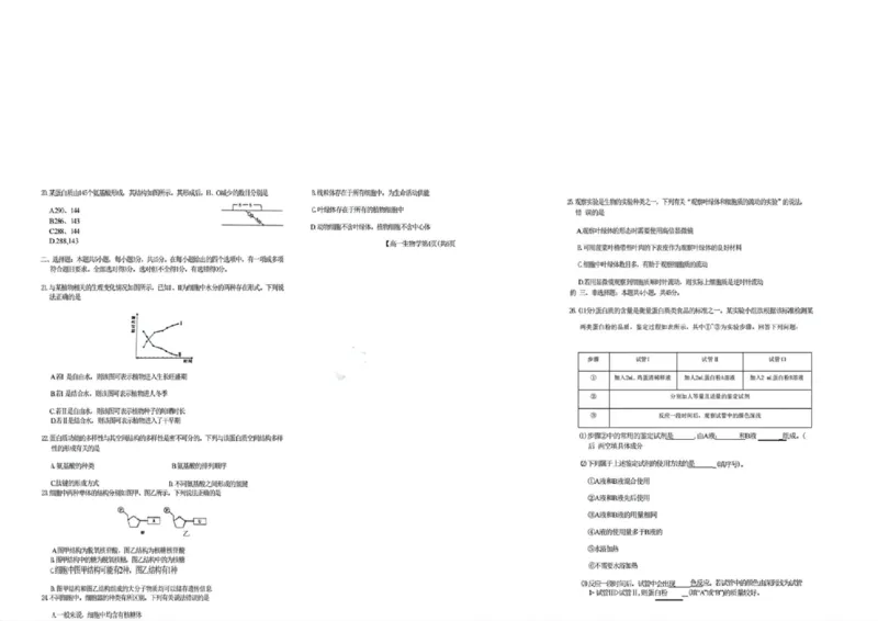 吉黑十校联考2024~2025学年度第一学期期中考试生物（含答案）_纯图版_2024年11月试卷_1116吉林省长春市吉黑两省十校联合体2024-2025学年高一上学期11月期中考试