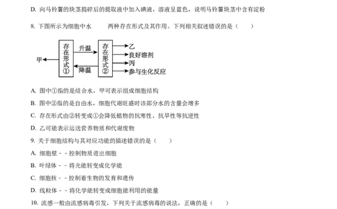 四川省眉山市仁寿县协作体2024-2025学年高一上学期11月期中联考生物试题Word版无答案_2024年12月试卷_1224四川省眉山市仁寿县协作体2024-2025学年高一上学期11月期中联考