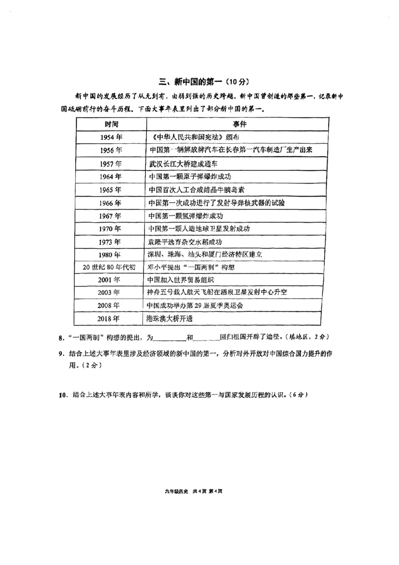 2026届崇明区初三二模历史试卷_0122026上海中考一模二模真题试卷_2026上海二模更新中1_崇明