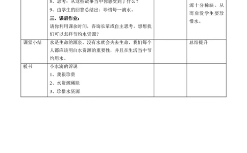 09小水滴的诉说第一课时教案_26新二年级道法下册（统编版）_版本一(1)_部编版道德与法治2下_旧版_道法2下课件教案_02.道法2下教案设计_教案第一套