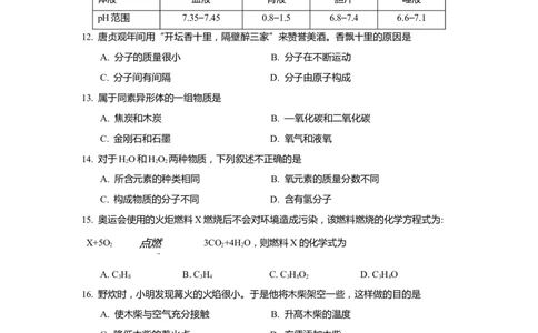 上海市青浦区2020届九年级上学期期末(一模）质量调研化学试卷（word原卷版）_0122026上海中考一模二模真题试卷_2025-2012年_5.上海中考化学一模二模（12-24）_一模