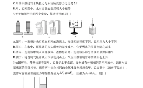 2025届中考物理压强冲刺提分练（6）（含解析）_8、物理总复习_2025年中考复习资料_2025届中考物理压强冲刺提分练