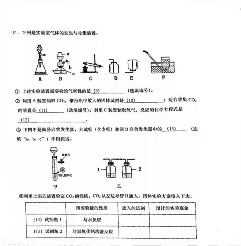 上海市普陀区2019-2020学年初三第一学期化学期末一模考试卷（扫描无答案）_0122026上海中考一模二模真题试卷_2025-2012年_5.上海中考化学一模二模（12-24）_一模_赠PDF版