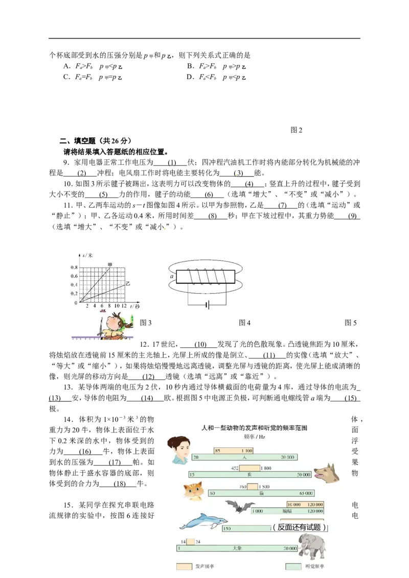 上海市闸北区2015届九年级4月质量调研（二模）物理试题及答案（word解析版）_0122026上海中考一模二模真题试卷_2025-2012年_4.上海中考物理一模二模（14-24）_二模