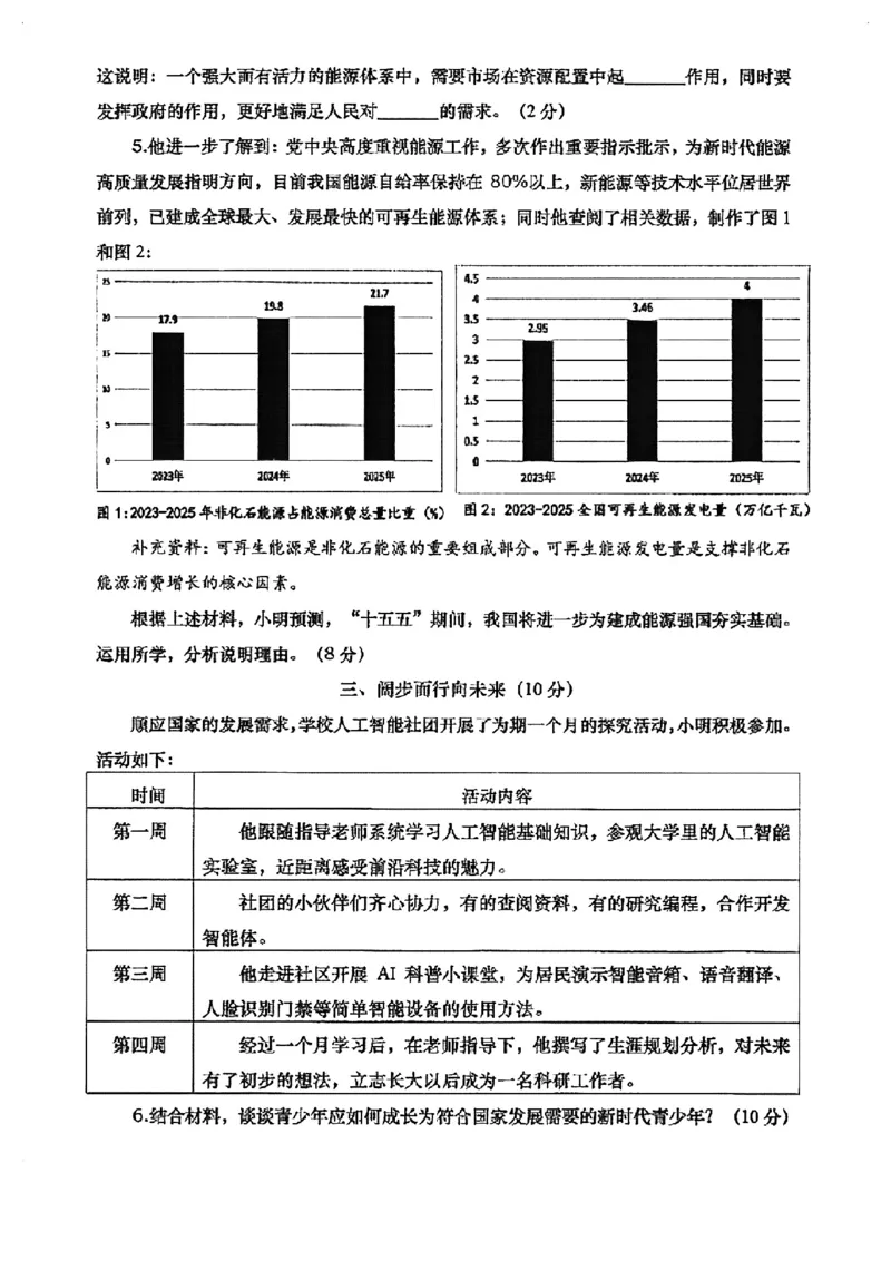2026届杨浦区初三二模道法试卷_0122026上海中考一模二模真题试卷_2026上海二模更新中1_杨浦