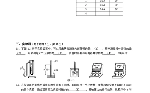 上海市崇明区2016届九年级上学期期末(一模）质量调研物理试题及答案（PDF解析版）_0122026上海中考一模二模真题试卷_2025-2012年_4.上海中考物理一模二模（14-24）_一模_赠PDF版