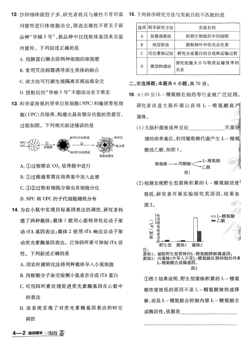 2026生物金考卷特快专递第6期《一模精选卷》试题册_第六期物化生_2026生物金考卷特快专递第6期《一模精选卷》
