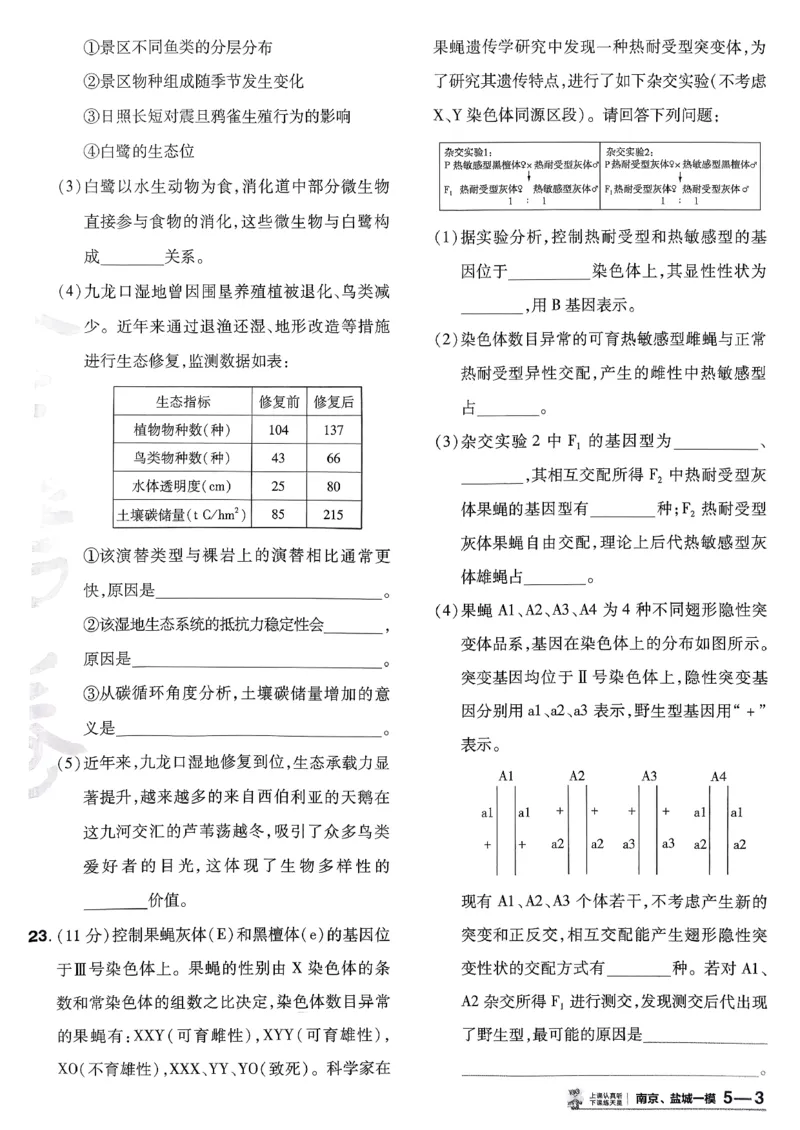 2026生物金考卷特快专递第6期《一模精选卷》试题册_第六期物化生_2026生物金考卷特快专递第6期《一模精选卷》