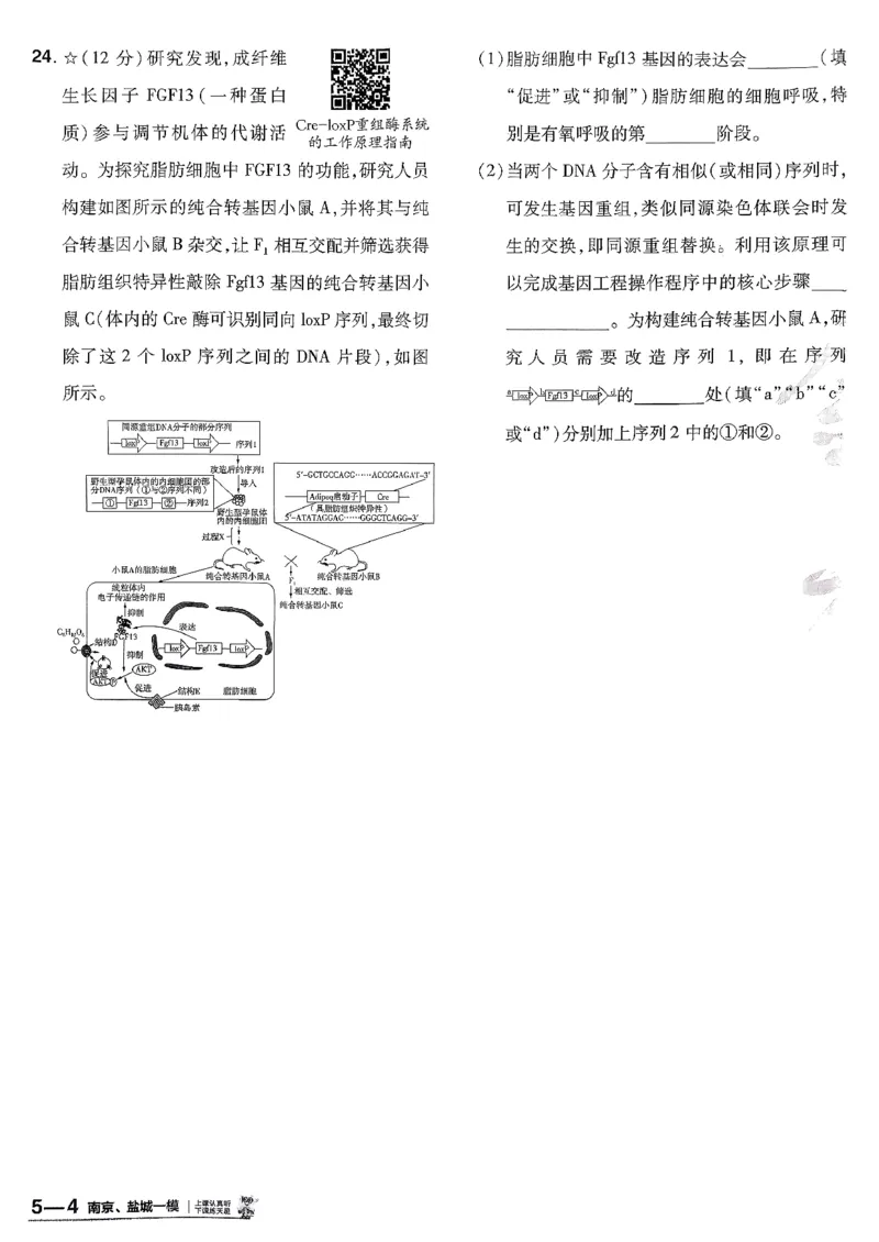 2026生物金考卷特快专递第6期《一模精选卷》试题册_第六期物化生_2026生物金考卷特快专递第6期《一模精选卷》