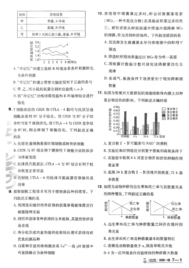 2026生物金考卷特快专递第6期《一模精选卷》试题册_第六期物化生_2026生物金考卷特快专递第6期《一模精选卷》