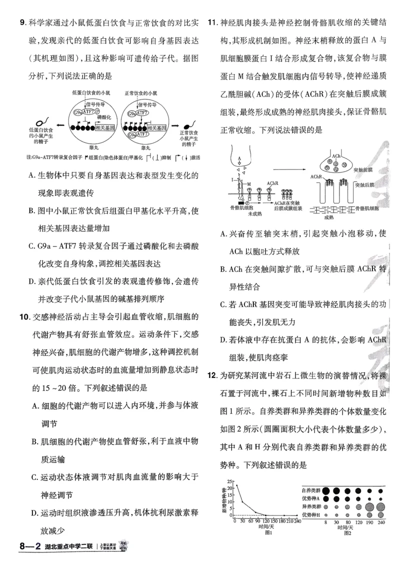 2026生物金考卷特快专递第6期《一模精选卷》试题册_第六期物化生_2026生物金考卷特快专递第6期《一模精选卷》