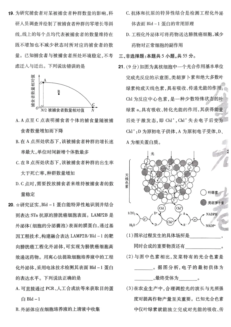 2026生物金考卷特快专递第6期《一模精选卷》试题册_第六期物化生_2026生物金考卷特快专递第6期《一模精选卷》