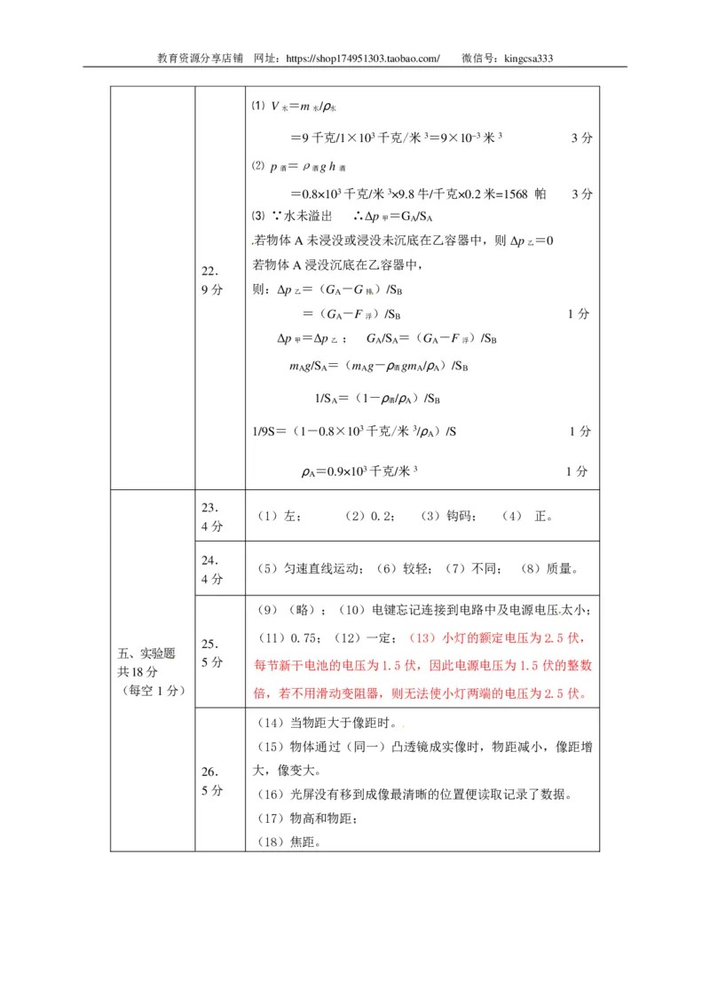 上海市宝山、嘉定区2015届九年级4月质量调研（二模）物理试题及答案（PDF解析版）_0122026上海中考一模二模真题试卷_2025-2012年_4.上海中考物理一模二模（14-24）_二模_赠PDF版