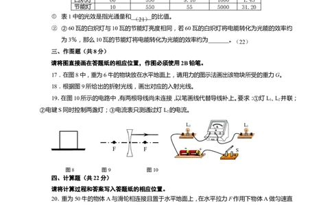 上海市长宁区2015届九年级4月质量调研（二模）物理试题及答案（word版）_0122026上海中考一模二模真题试卷_2025-2012年_4.上海中考物理一模二模（14-24）_二模