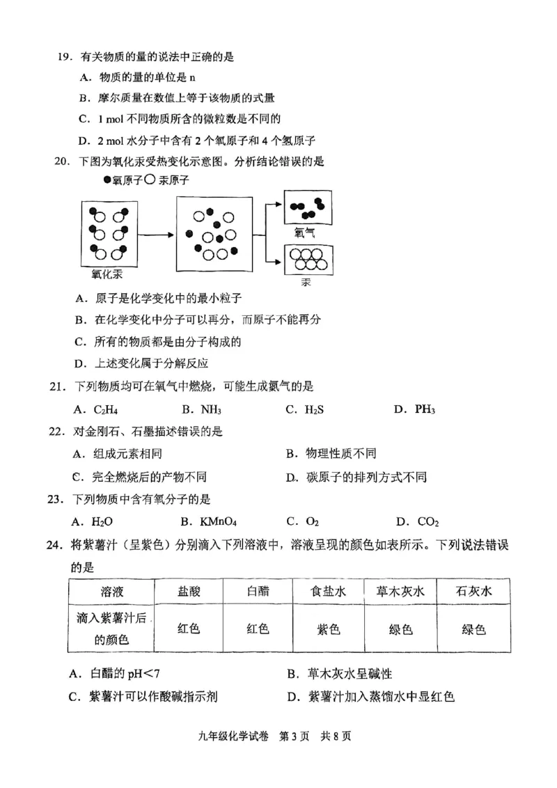 2025届静安区初三一模化学试卷_0122026上海中考一模二模真题试卷_2025-2012年_6.2025年上海一模_分科目整理（试卷及答案）英语听力音频在这里_化学