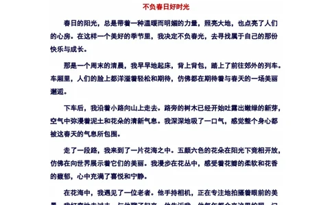 2024年上海市虹口区中考二模语文作文&ldquo;不负春日好时光&rdquo;审题立意及范文_0122026上海中考一模二模真题试卷_2025-2012年_1.上海中考语文一模二模（14-24）_二模