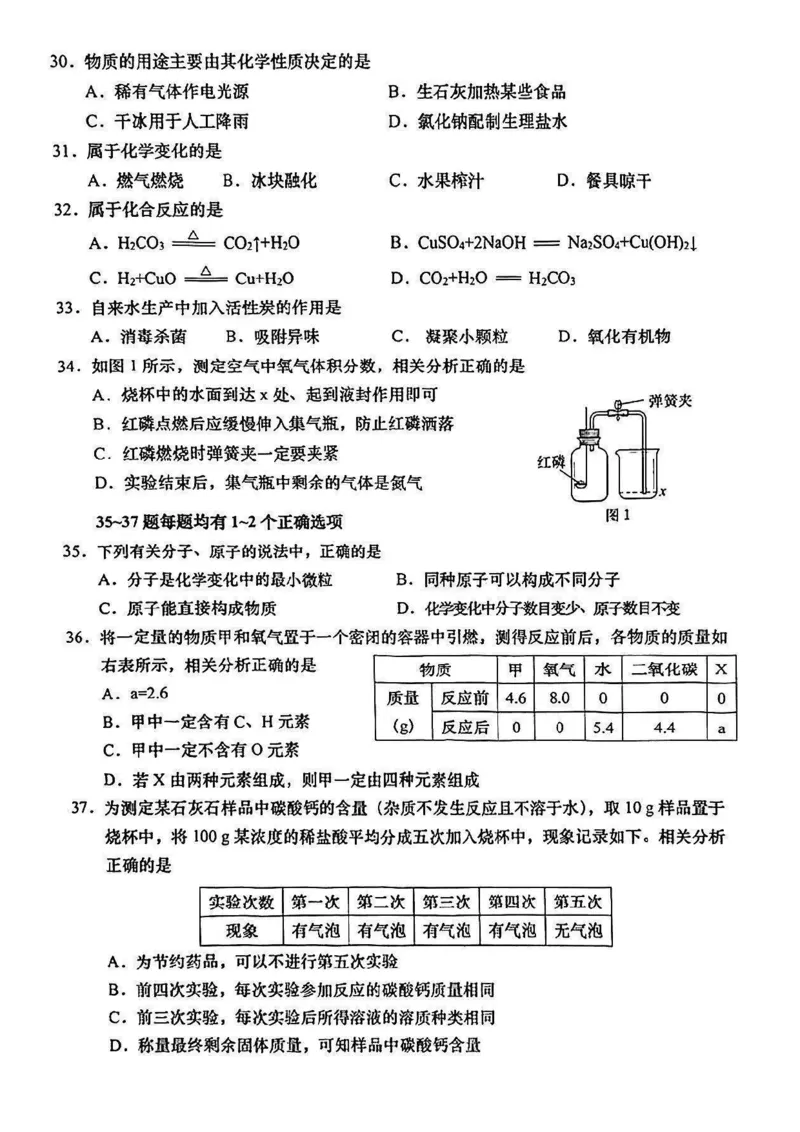 2025虹口区初三一模化学试卷_0122026上海中考一模二模真题试卷_2025-2012年_6.2025年上海一模_分科目整理（试卷及答案）英语听力音频在这里_化学