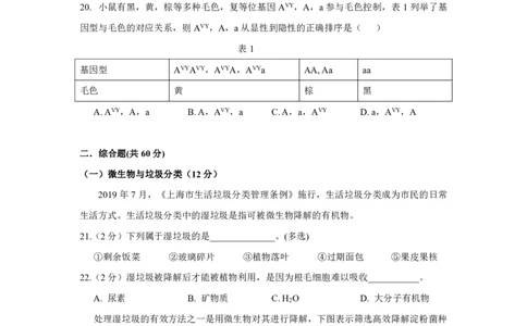 2019年上海市高考生物试题及答案（回忆版）_0122026上海中考一模二模真题试卷_2026年上海一模_上海1500初中高中试卷_高中_高考真题_6.上海高考生物2023-2014