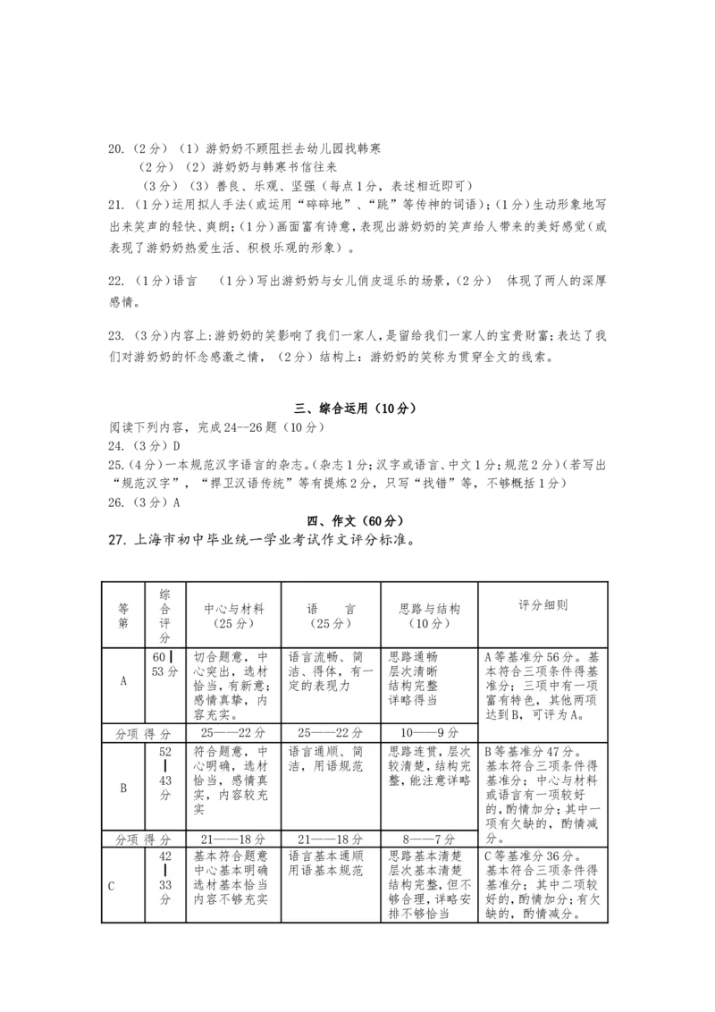 上海市闵行区2019届九年级上学期期末（一模）质量监控语文试题及答案（word版）_0122026上海中考一模二模真题试卷_2025-2012年_1.上海中考语文一模二模（14-24）_一模