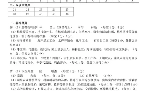 地理答案_2025年04月试卷_0425浙江省三锋联盟2024-2025学年高一下学期4月期中考试_浙江省宁波市三锋教研联盟2024-2025学年高一下学期4月期中地理试题（PDF版，含答案）