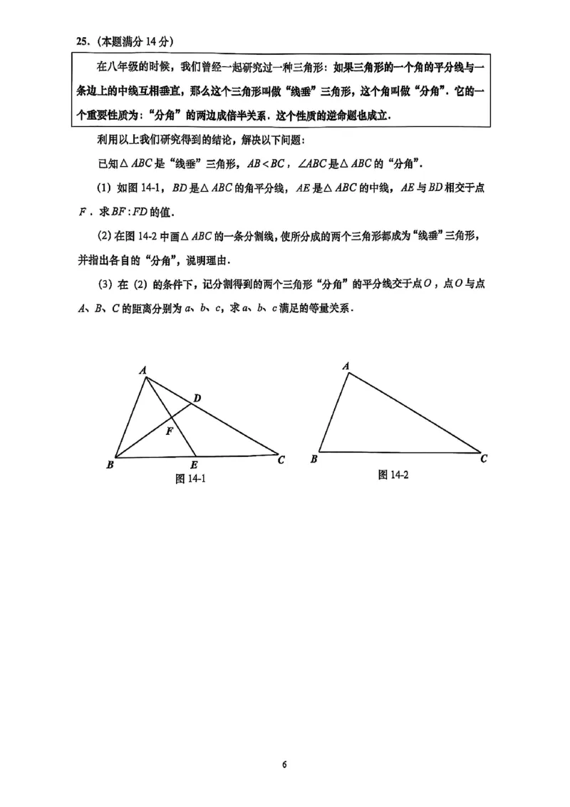 2025届普陀区初三一模数学试卷_0122026上海中考一模二模真题试卷_2025-2012年_6.2025年上海一模_分科目整理（试卷及答案）英语听力音频在这里_数学