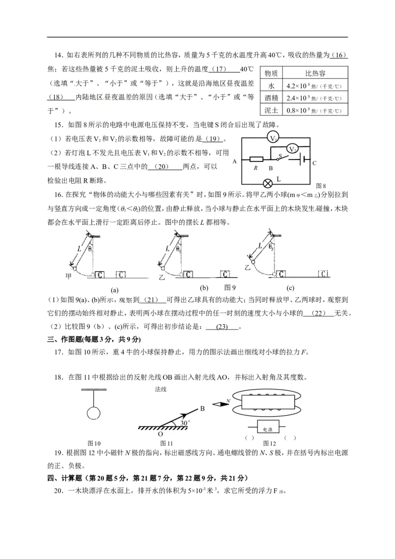 上海市金山区2015届九年级4月质量调研（二模）物理试题及答案（word解析版）_0122026上海中考一模二模真题试卷_2025-2012年_4.上海中考物理一模二模（14-24）_二模