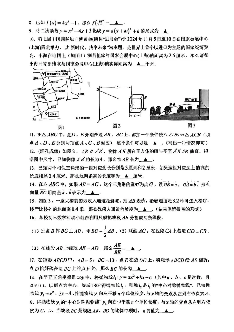 2025届金山区初三一模数学试卷_0122026上海中考一模二模真题试卷_2025-2012年_6.2025年上海一模_分科目整理（试卷及答案）英语听力音频在这里_数学
