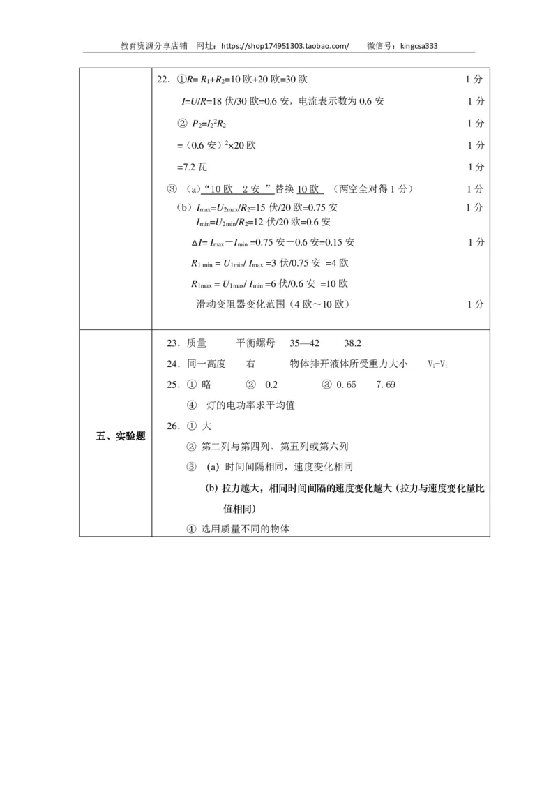 上海市普陀区2015届九年级4月质量调研（二模）物理试题及答案（PDF解析版）_0122026上海中考一模二模真题试卷_2025-2012年_4.上海中考物理一模二模（14-24）_二模_赠PDF版