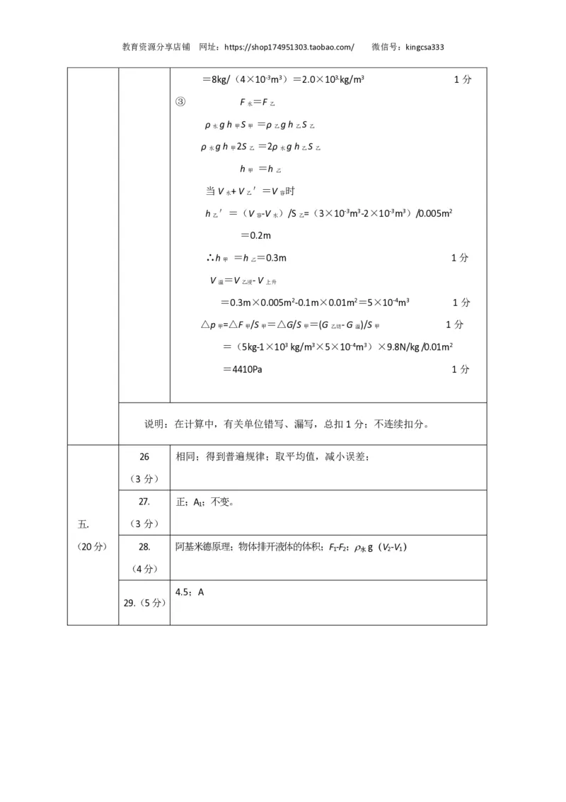 上海市杨浦区2018届九年级上学期期末(一模）质量调研物理试题及答案（PDF版）_0122026上海中考一模二模真题试卷_2025-2012年_4.上海中考物理一模二模（14-24）_一模_赠PDF版