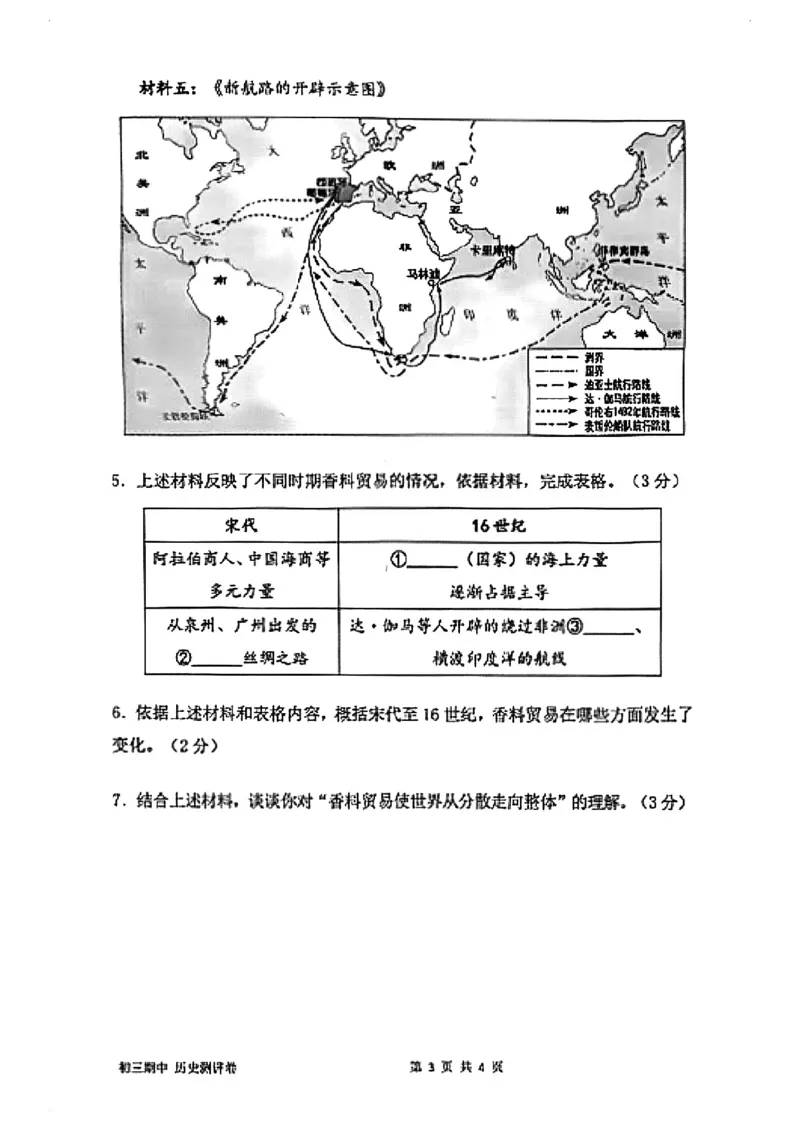 2026届杨浦区初三二模历史试卷_0122026上海中考一模二模真题试卷_2026上海二模更新中1_杨浦
