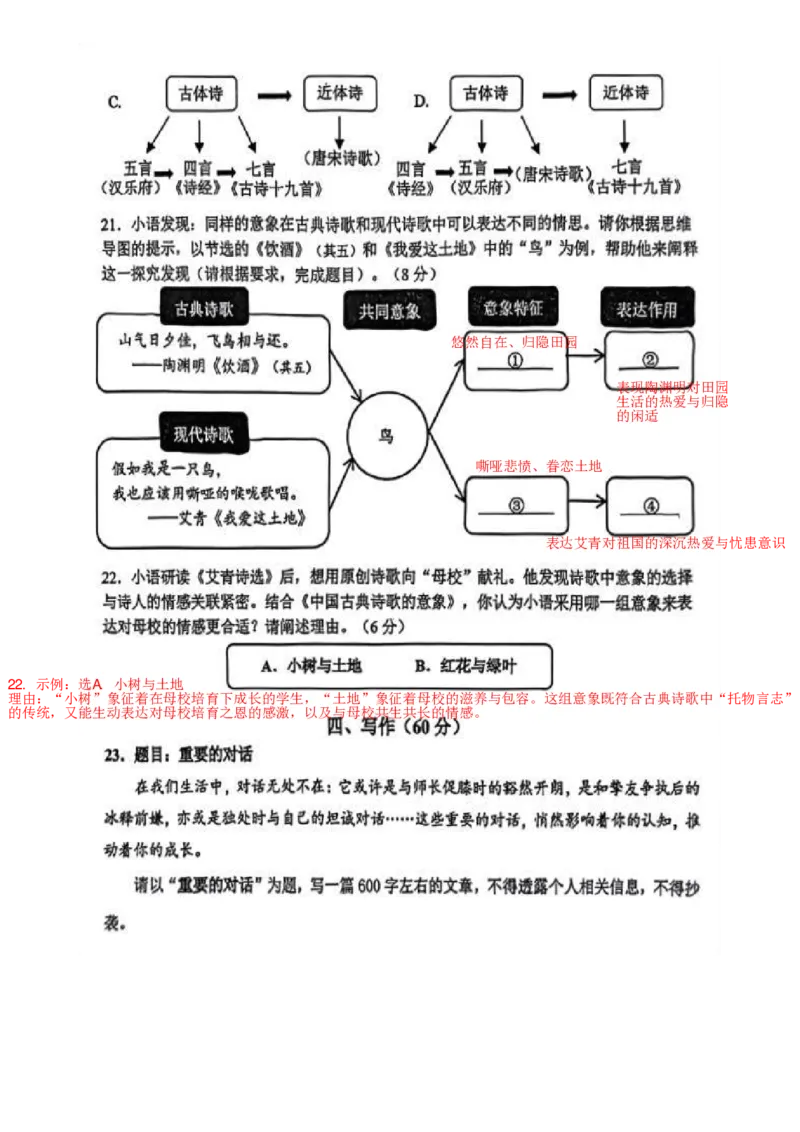 2026上海宝山初三中考一模语文试卷解析_0122026上海中考一模二模真题试卷_2026年上海一模_上海1500初中高中试卷_宝山