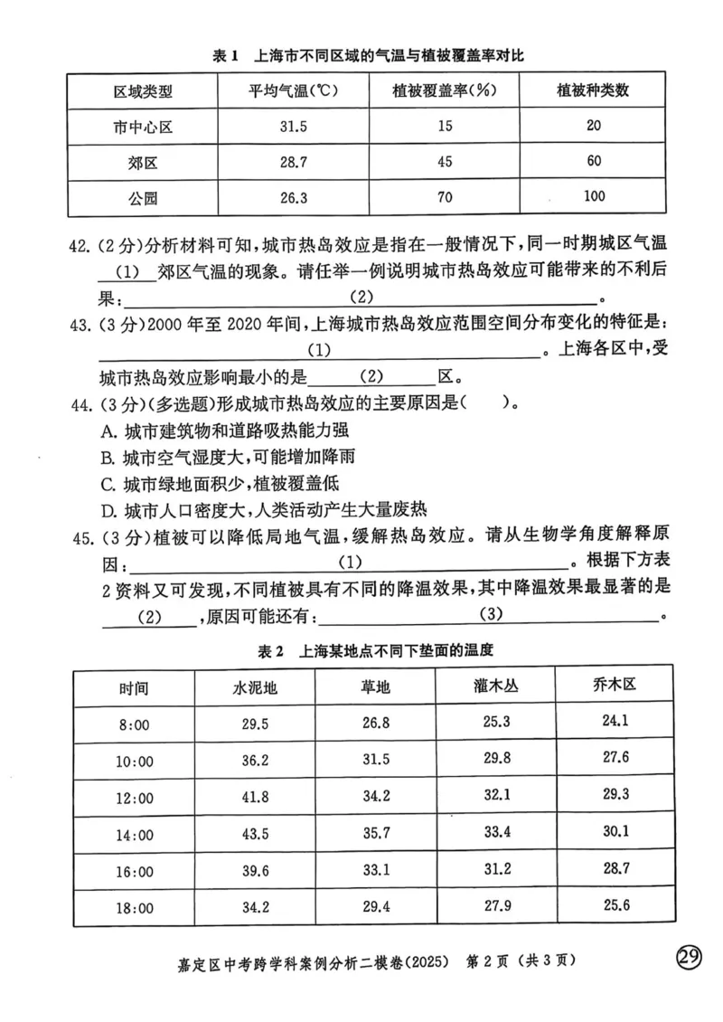 2025上海中考跨学科二模试卷_0122026上海中考一模二模真题试卷_2026年上海一模_上海1500初中高中试卷_初中_上海中考一模二模三模真题卷及解析_7.2025年上海二模_跨学科