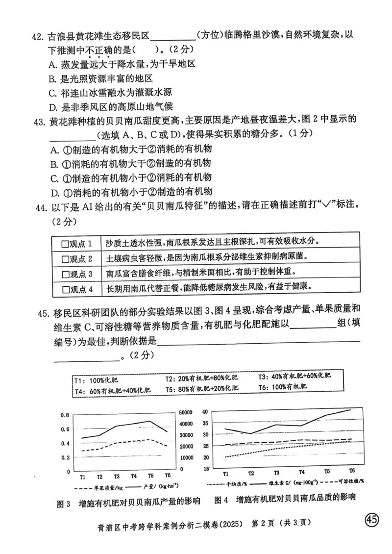 2025上海中考跨学科二模试卷_0122026上海中考一模二模真题试卷_2026年上海一模_上海1500初中高中试卷_初中_上海中考一模二模三模真题卷及解析_7.2025年上海二模_跨学科