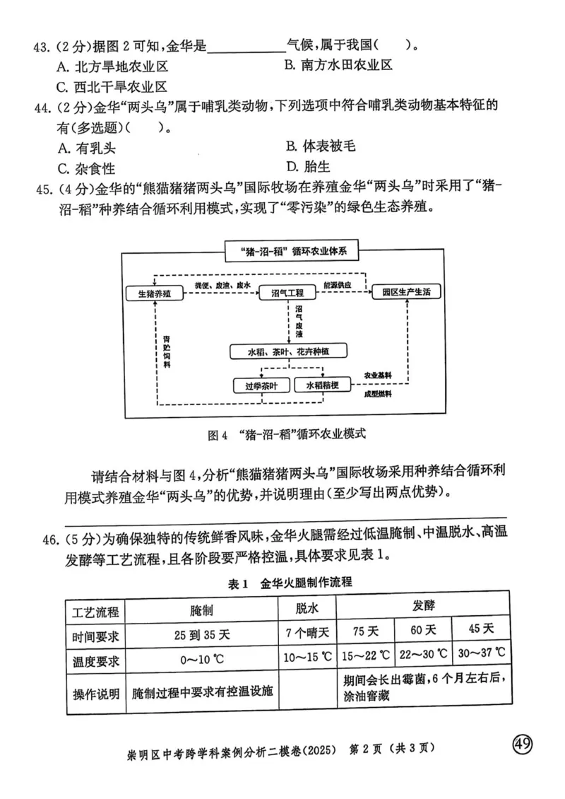 2025上海中考跨学科二模试卷_0122026上海中考一模二模真题试卷_2026年上海一模_上海1500初中高中试卷_初中_上海中考一模二模三模真题卷及解析_7.2025年上海二模_跨学科