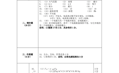 上海市浦东新区2021-2022学年九年级上学期期末质量检测（一模）物理试题答案_0122026上海中考一模二模真题试卷_2025-2012年_4.上海中考物理一模二模（14-24）_一模