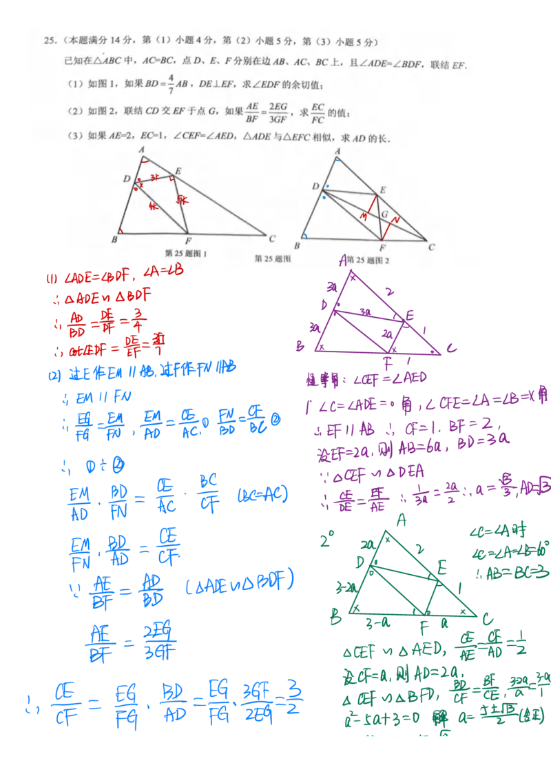 2025长宁一模数学参考答案_0122026上海中考一模二模真题试卷_2025-2012年_6.2025年上海一模_答案2025上海初三一模（部分道法答案更新中）_长宁（语数英+物化跨学科）