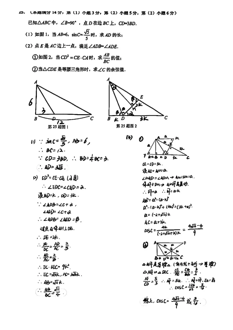2025届杨浦区初三一模数学参考答案_0122026上海中考一模二模真题试卷_2025-2012年_6.2025年上海一模_分科目整理（试卷及答案）英语听力音频在这里_数学_答案