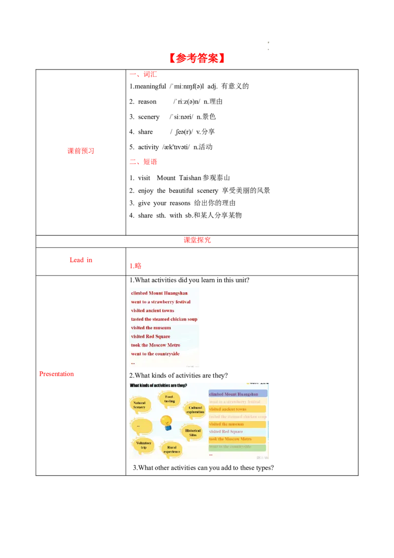 Unit1课时7SectionB(4a-4cProject)（导学案）_最新人教版英语八年级上册_新版_初中英语8上新更新第一套可选择_01.U1-U3.英语8上-教案+PPT课件+导学案+分层作业第1套_Unit1